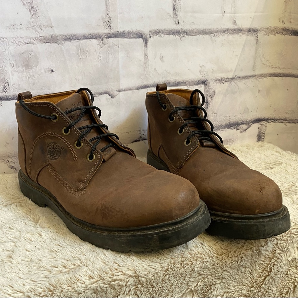 Timberland- brown, leather work/combat boots Mens size 10- EUC